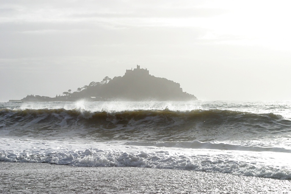 St Michaels Mount, Cornwall, on a windy December day.