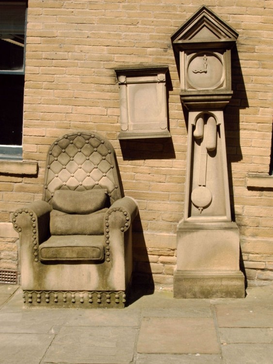 Grandads Clock and Chair 1992, by Timothy Shutter, Chapel Street, Bradford.