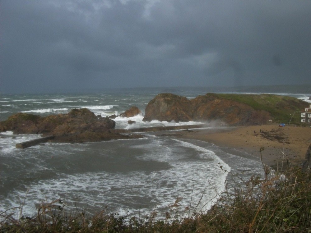 Photograph of In a storm. Hope Cove, Devon