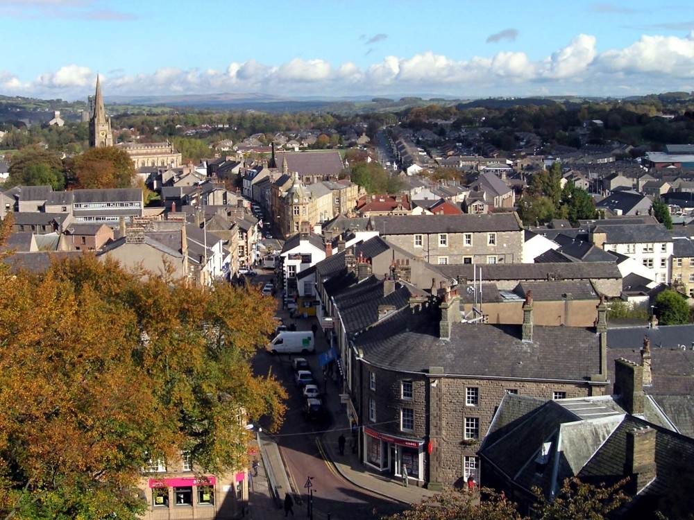 Clitheroe -  the main street from the castle, Lancashire