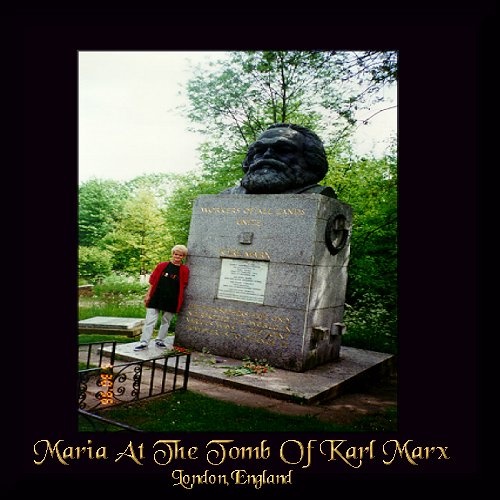 The grave of Karl Marx in Highgate Cemetery in London