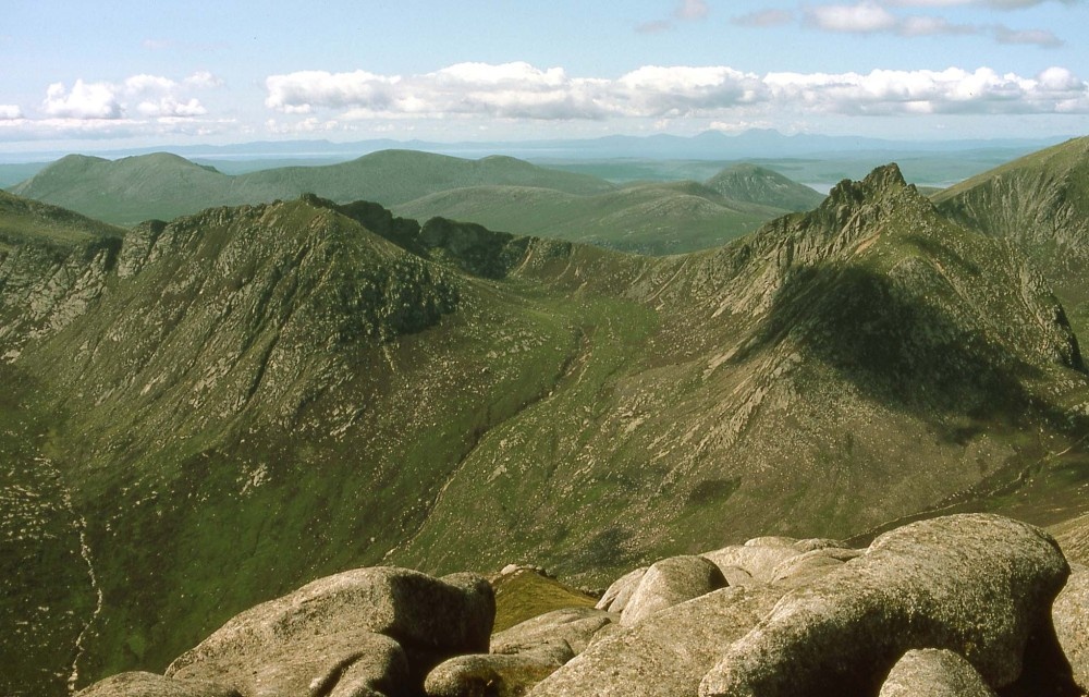 View west from 'Goat Fell' to 'Kintyre' and distant 'Jura', Arran