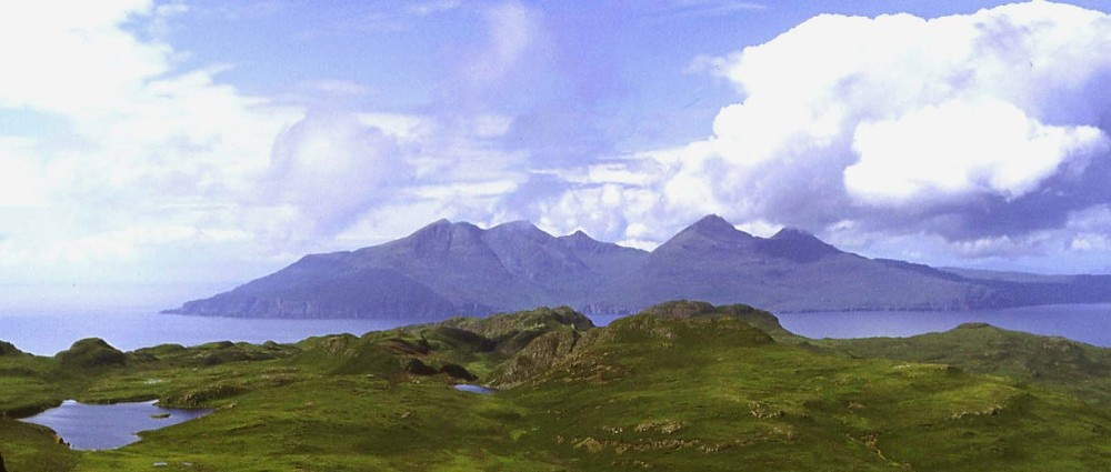 View across to 'Isle of Rhum' from Sgurr of Eigg, Scotland
