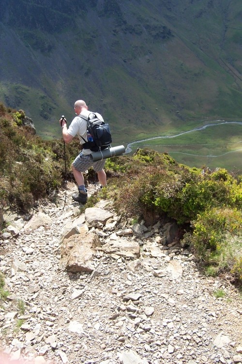 Descending Fleetwith Edge to the Buttermere Valley.