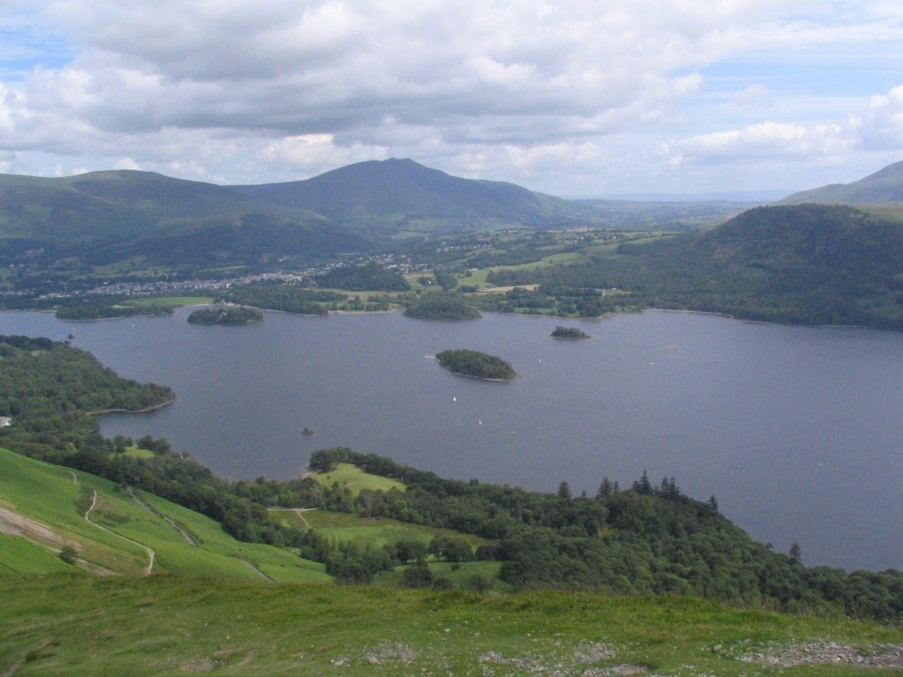 View of Keswick and Derwent Water from atop Cat Bells