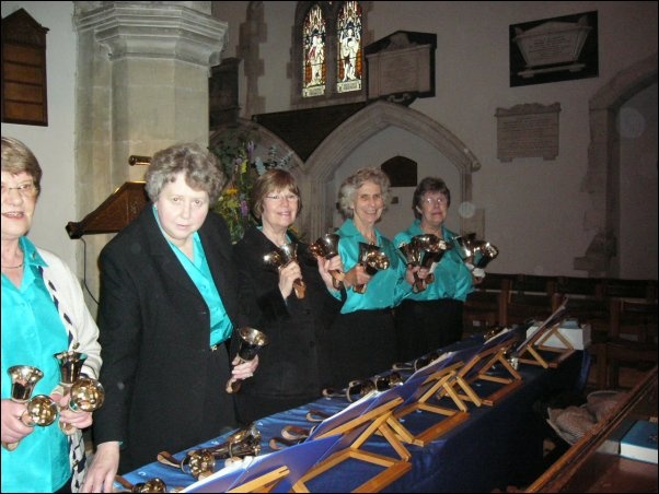 Handbell ringers at Holy Trinity Church, Cookham
