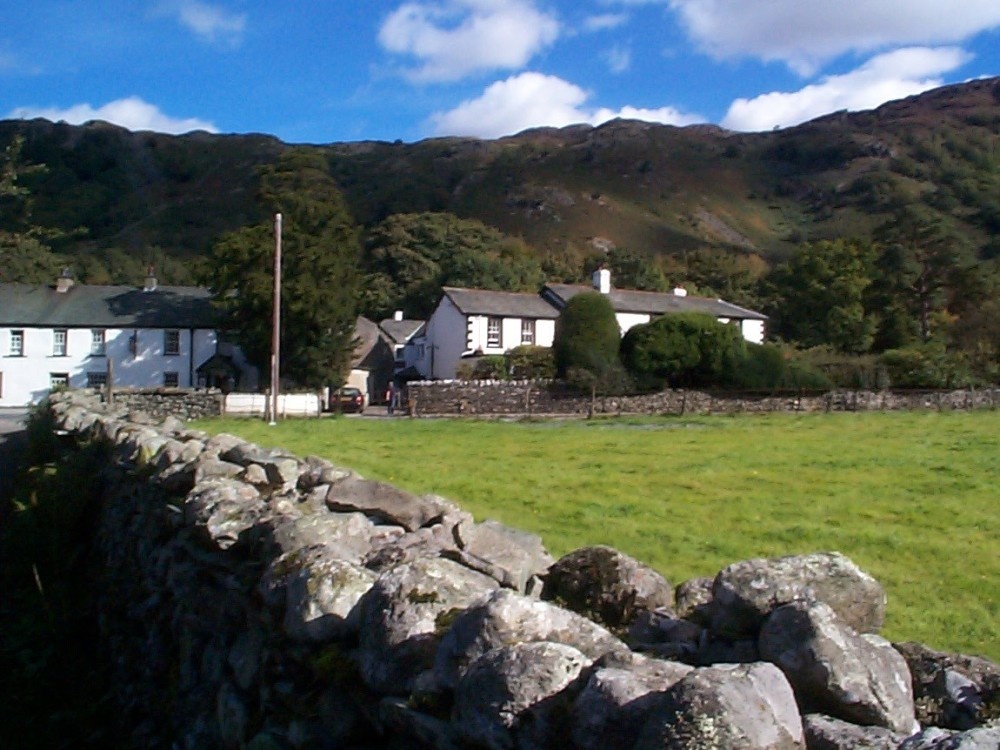 View across Rosthwait to the Scafell Hotel, Cumbria