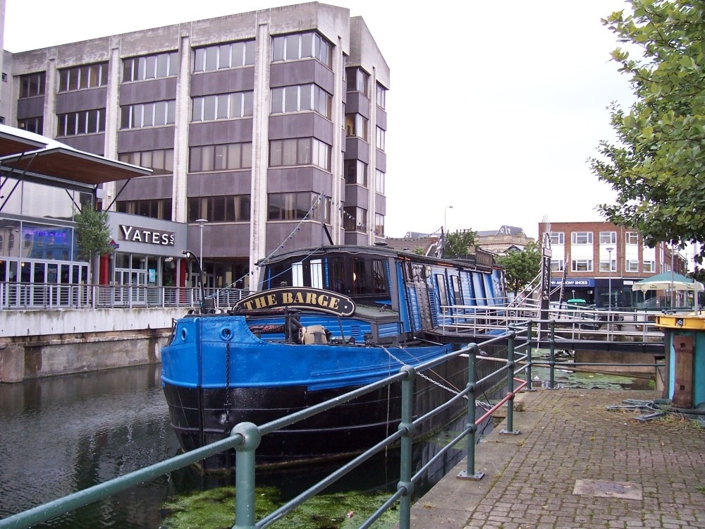 The Barge Pub, converted for an old river barge and moored at the River Head top Town, Grimsby