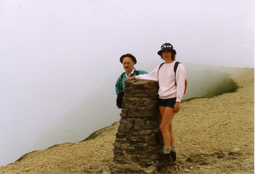 Summit trig point Helvellyn, Cumbria