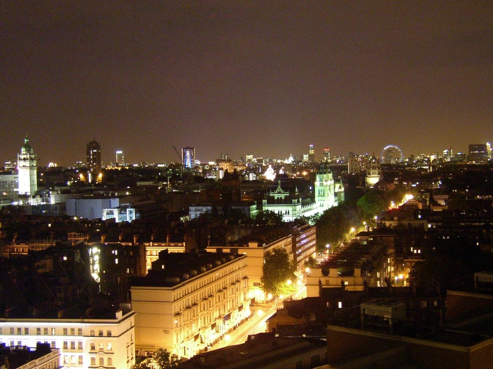 Night view from Kensington Hotel, London