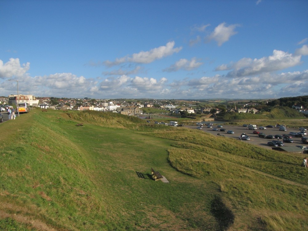 Above Summerleaze bay and carpark, looking back towards the town