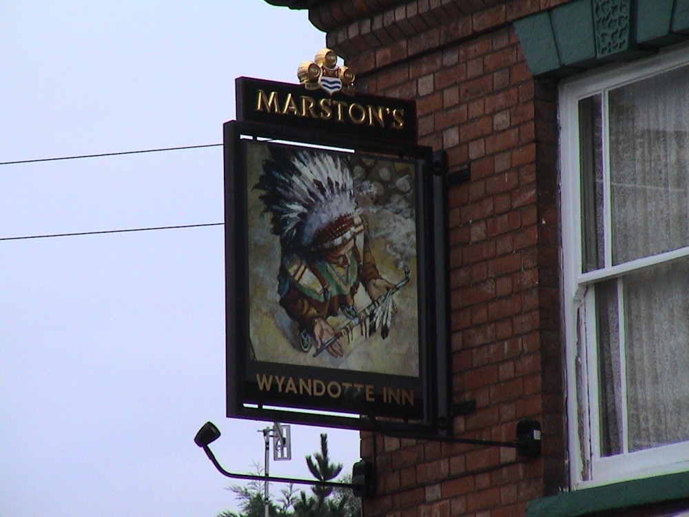 The Wyandotte Inn's sign, Kenilworth, Warwickshire