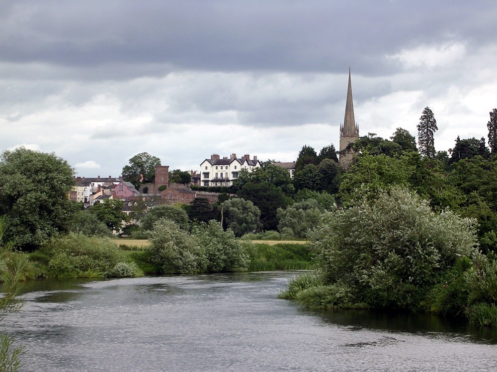 This is view of Ross-On-Wye from across the river