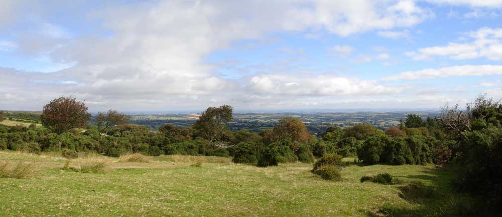 View over Devon countryside from Scorhill on Dartmoor