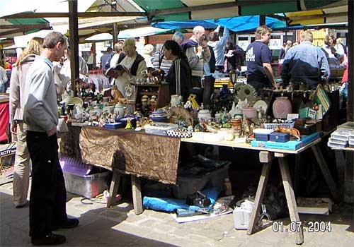 Photograph of Chesterfield, Derbyshire.
The flea market held every thursday.
