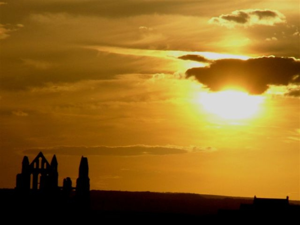 Sunset over Whitby Abbey