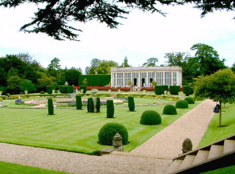 The Orangery, Belton House, Belton, Lincolnshire. The Orangery seen from across the formal gardens.