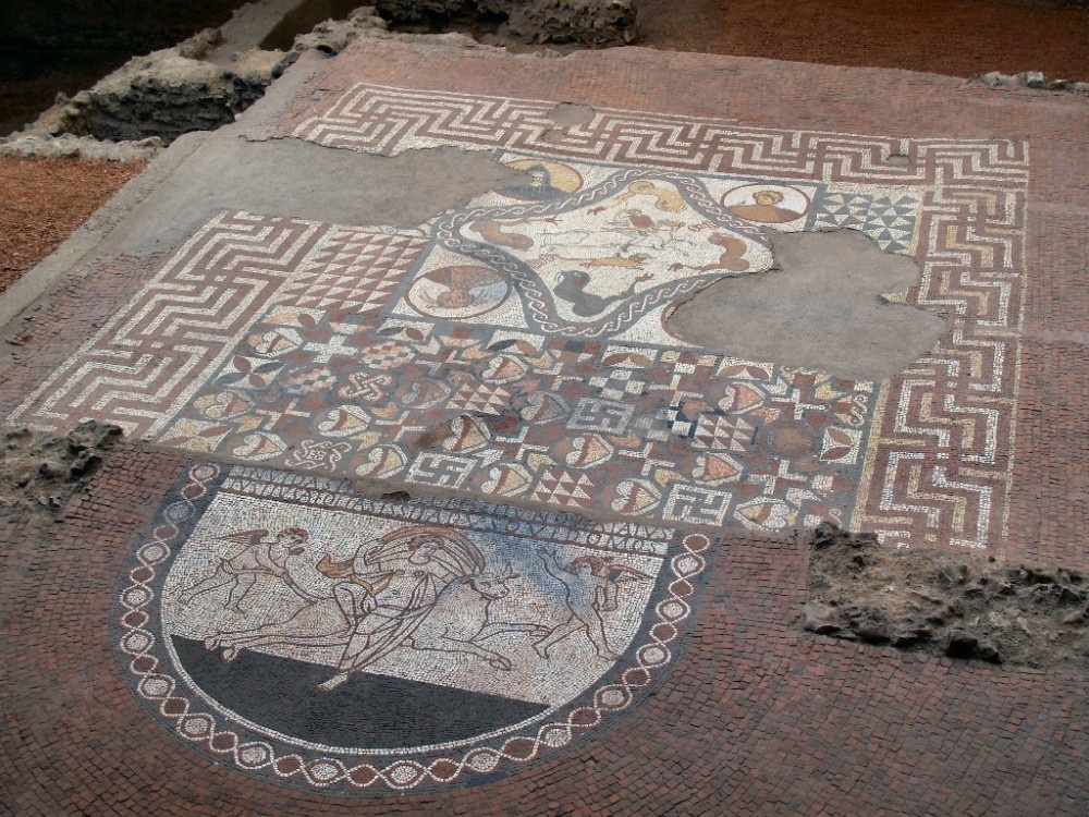 Lullingstone Roman Villa, Kent, detail of mosaic floor.