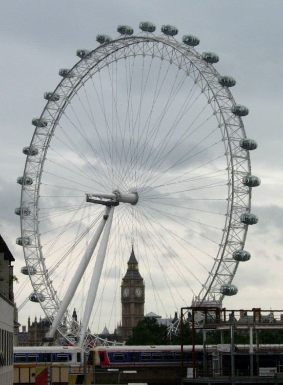 Big Ben in the middle of London Eye, London
