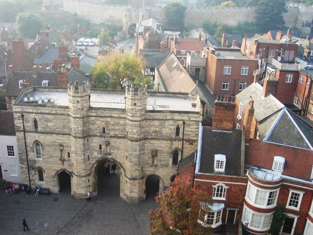 Exchequergate viewed from the roof of Lincoln Cathedral's West Front