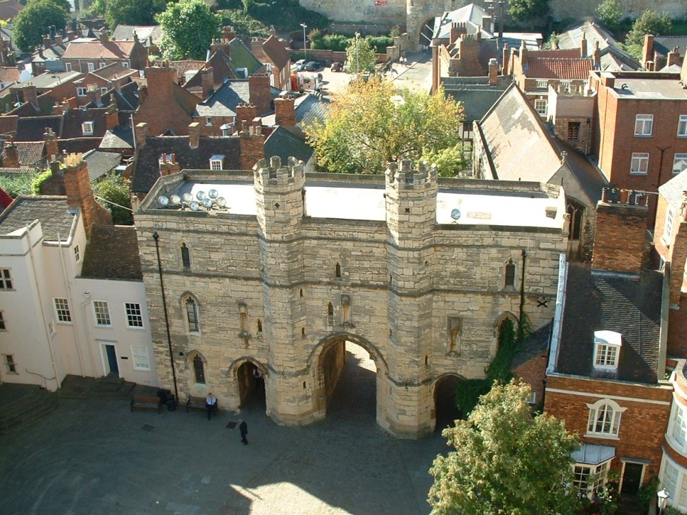 Exchequergate, Lincoln, as seen from the West Front of Lincoln Cathedral.