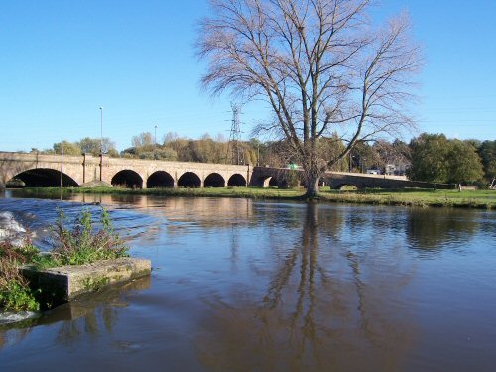 Burton bridge and the river Trent, Burton upon Trent, Staffordshire