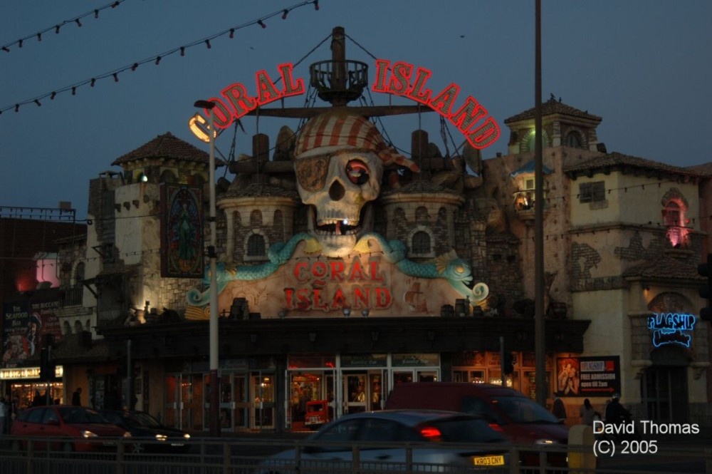 Picture of Coral Island at Blackpool at night.