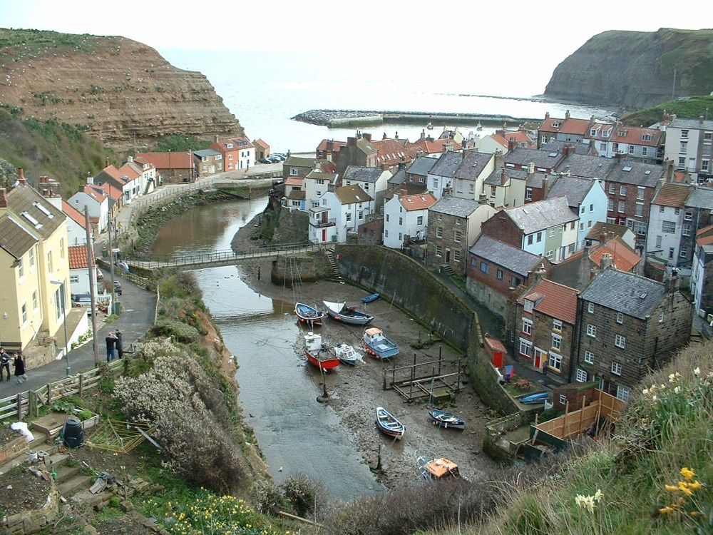 The classic postcard view of Staithes, North Yorkshire.