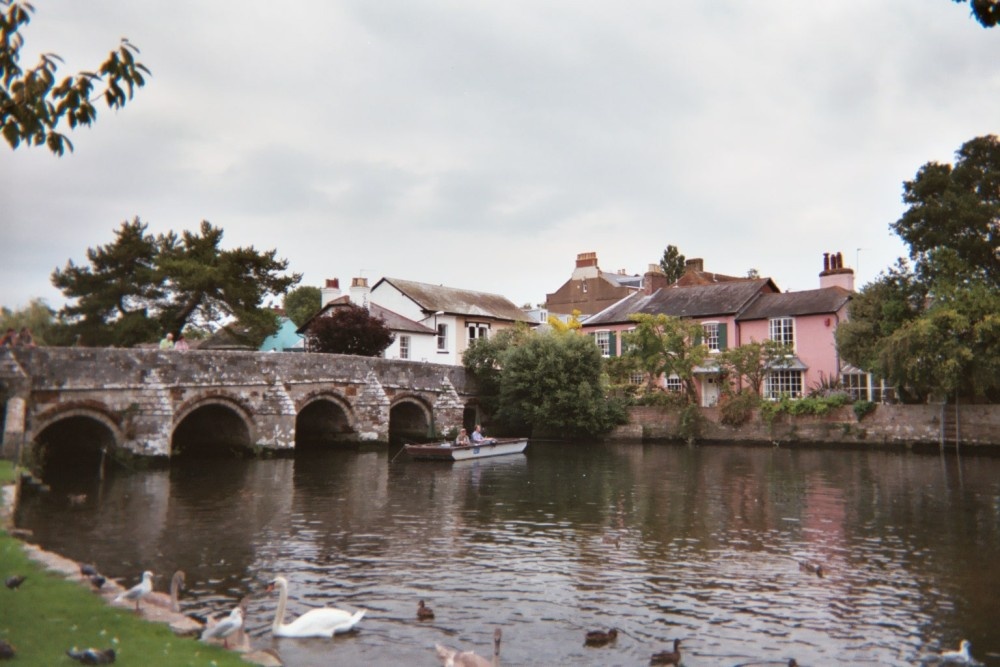 view of Castle Street bridge, Christchurch, Dorset