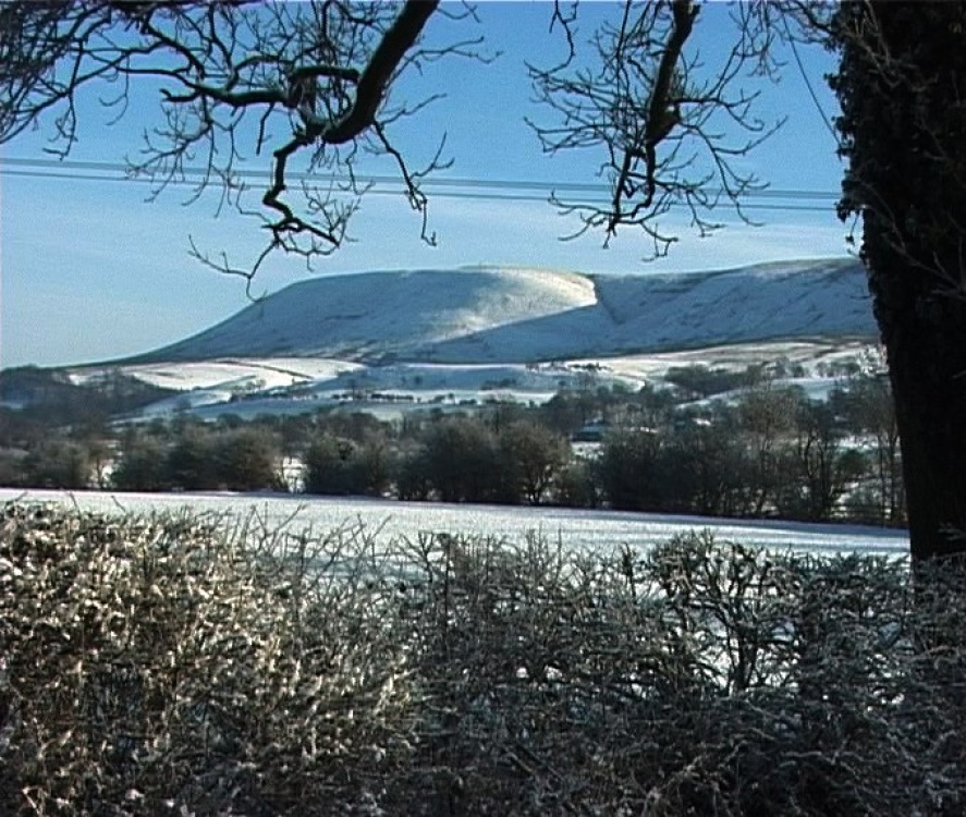 PENDLE IN THE SNOW FROM CLITHEROE.