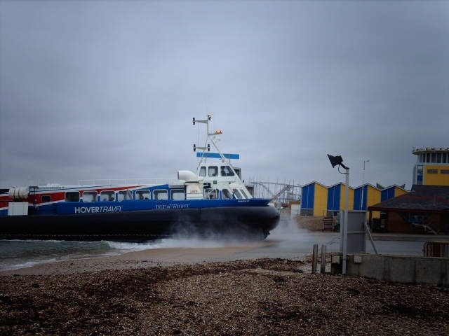 Hovercraft from Isle Of Wight, landing at Southsea Seafront