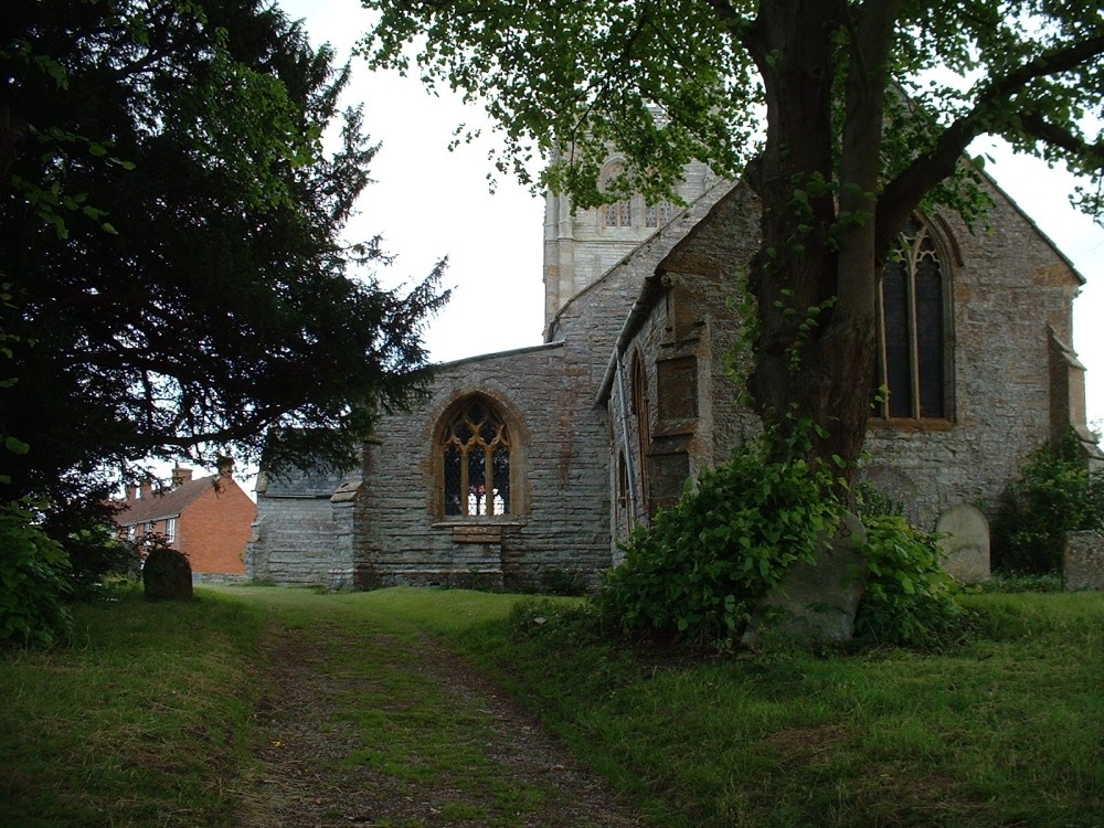 Middlezoy. View of the church yard from the path.