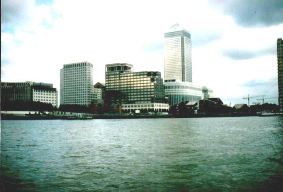 London, Docklands, from Thames - Sept 1996
