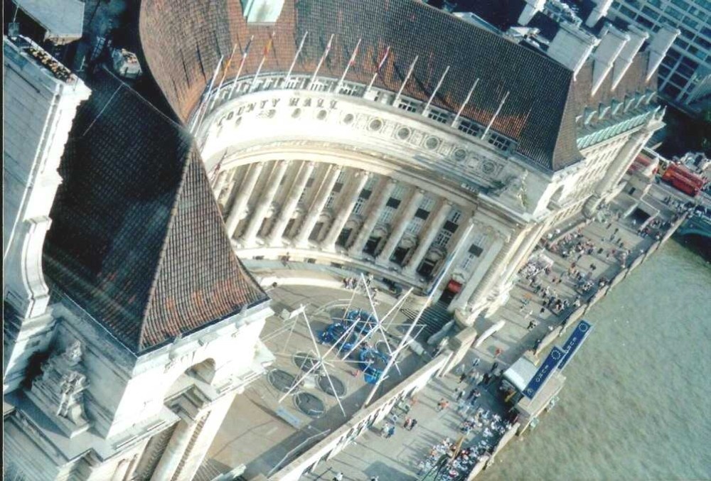 London - from London Eye - Old County Hall, Sept 2002