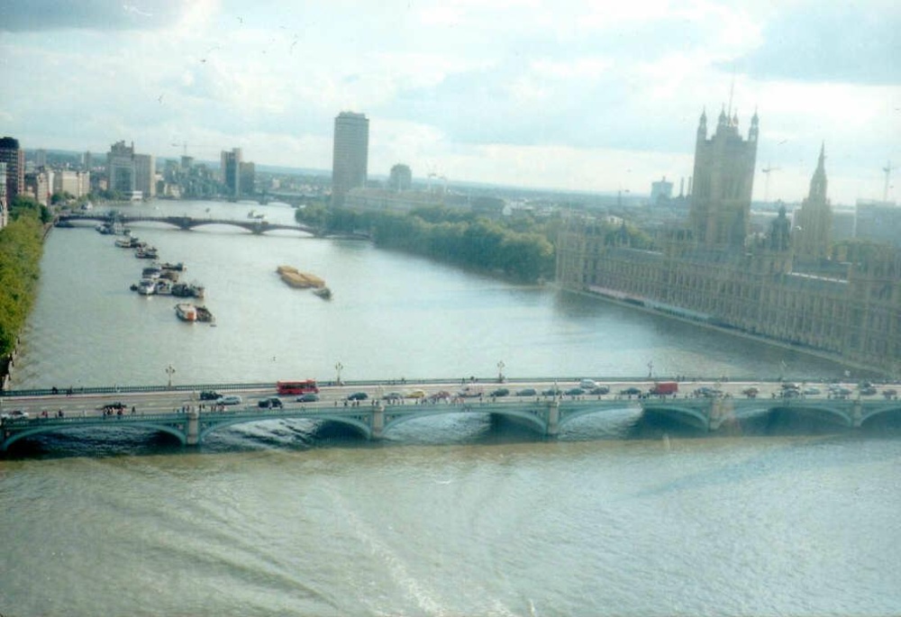London - from London Eye - Westminster Bridge, Sept 2002