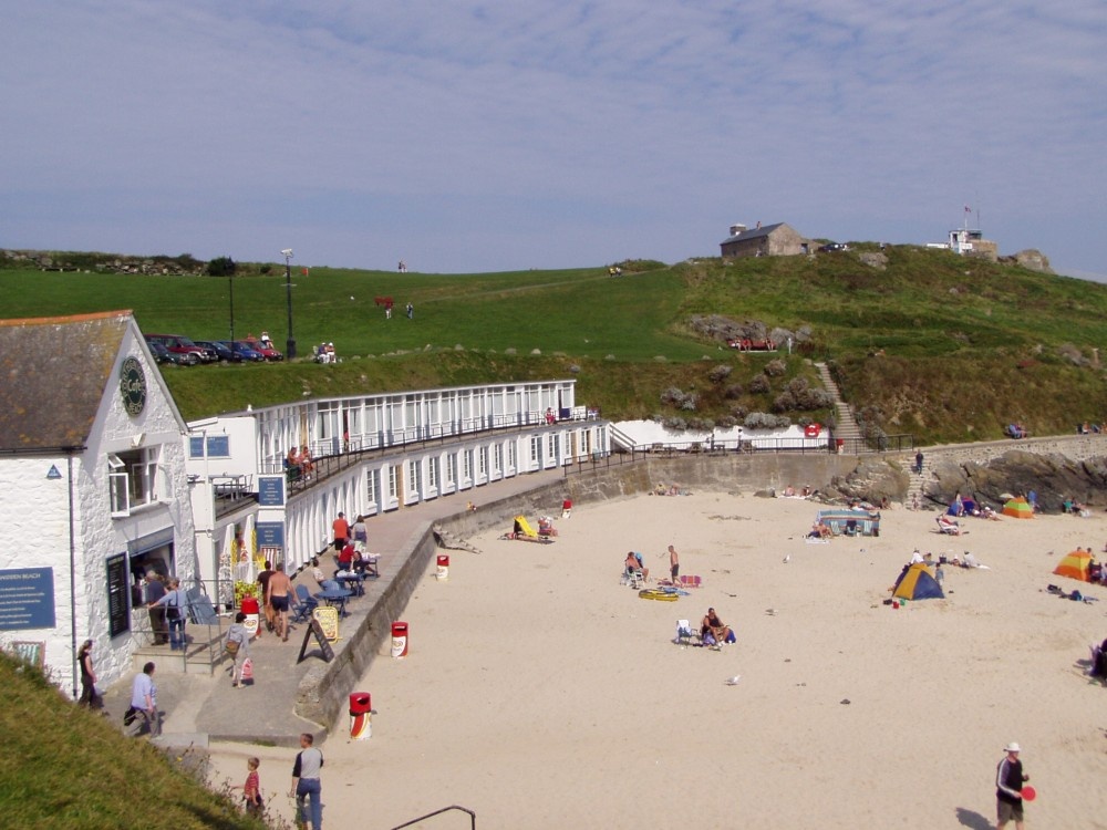 St Ives, Cornwall, Porthgwidden Beach, the 'island' and the coastguard station