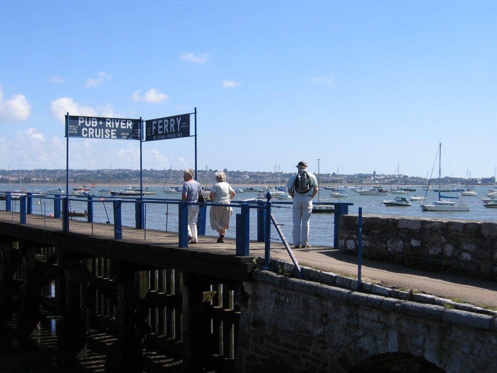 The jetty where you can catch the ferry to Exmouth in the distance, Starcross, Devon.