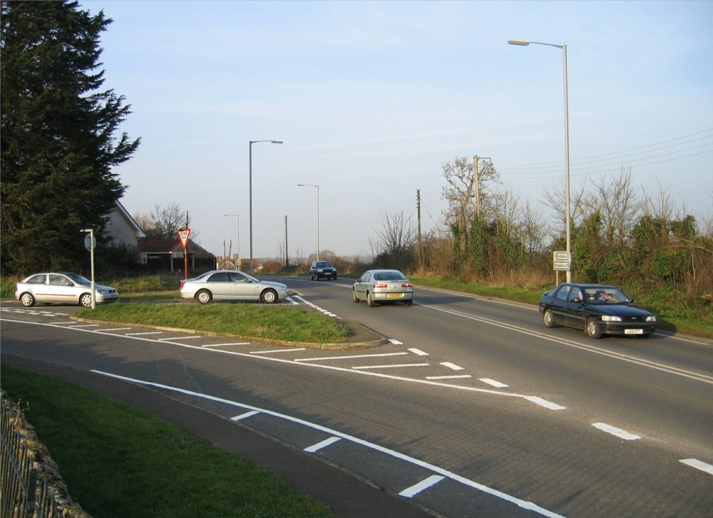 The Junction of Old Main Road and the A38 Main Road, Pawlett, Somerset.
