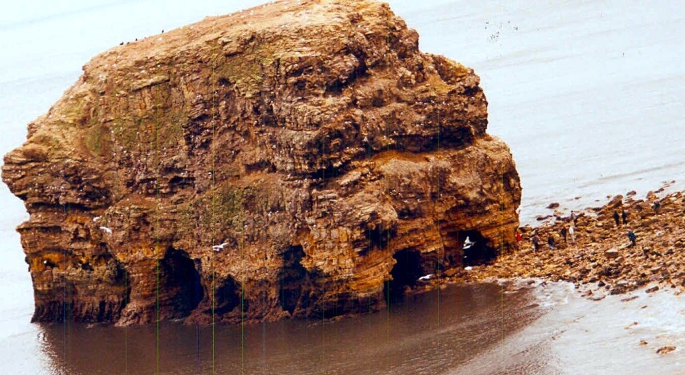Marsden Rock, Marsden Bay, Tyne & Wear. Prior to it's collapse photo by Mark Green
