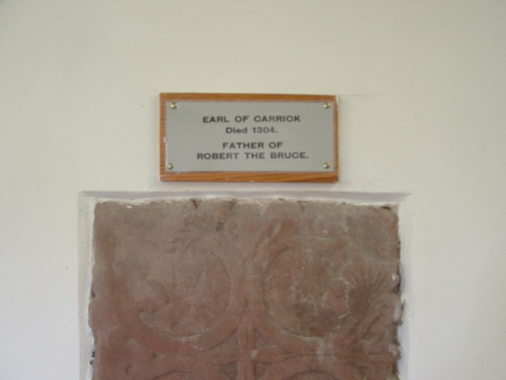 Photograph of Tombstone of The Earl of Carrick. (Buried in the Abbey) and father of Robert the Bruce