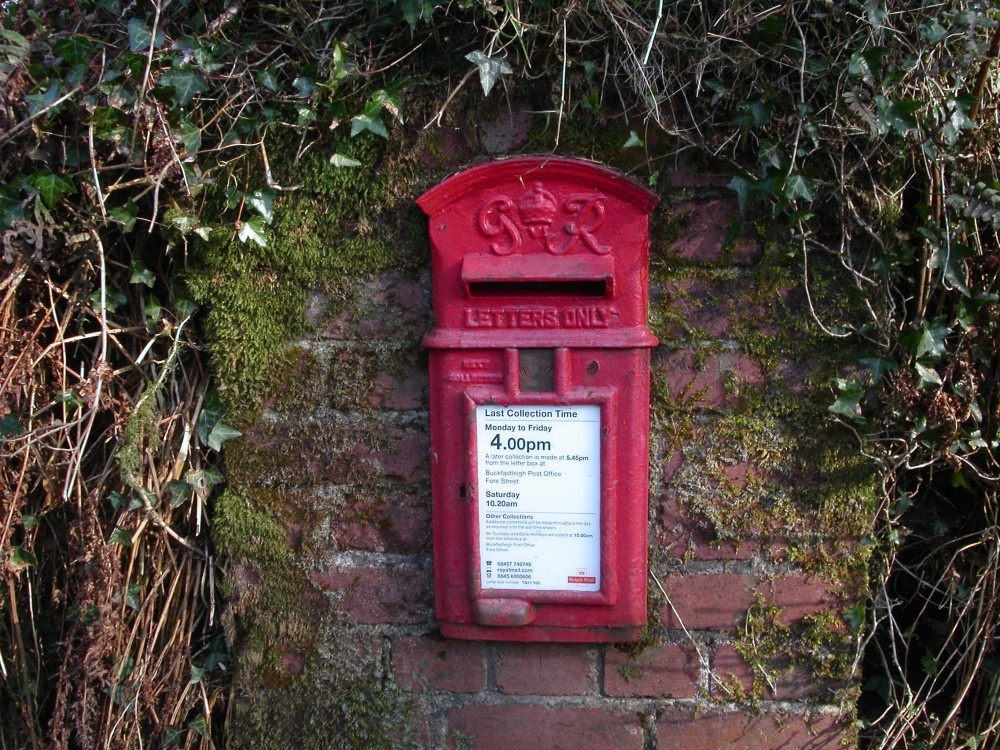 Post box at Lud Gate, on the edge of Dartmoor