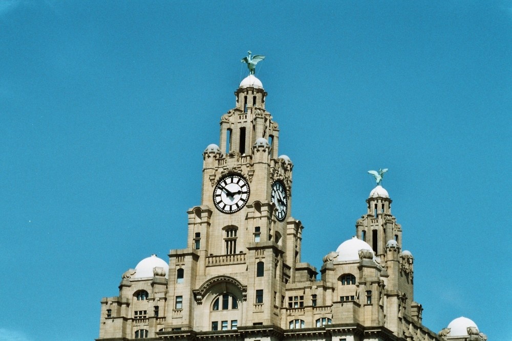 The top of the Liver Building, Liverpool