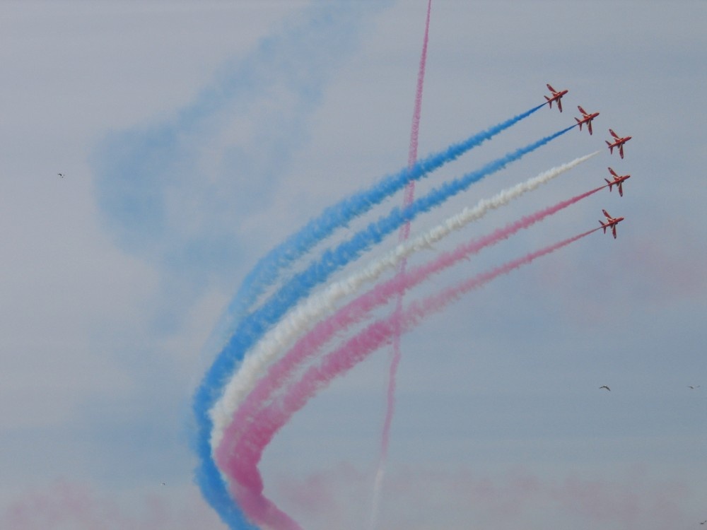 The Red Devils, over Morecambe, Lancashire,(Heritage Festival),.