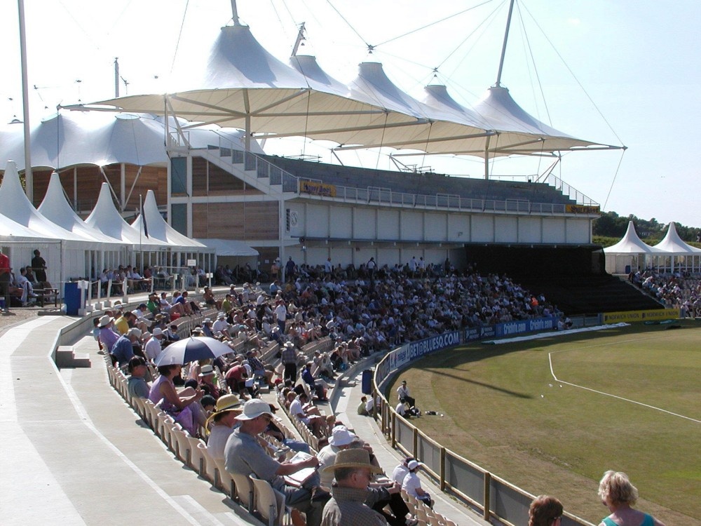 Photograph of The Rose Bowl at West End, home of Hampshire County Cricket Club.