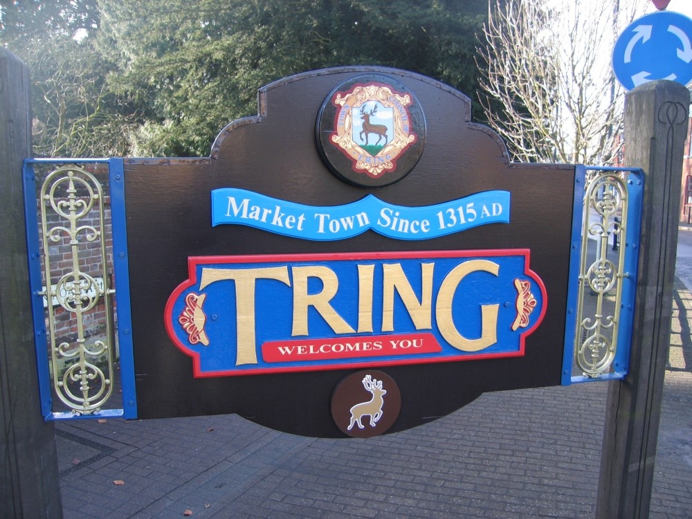 Tring sign. Hertfordshire