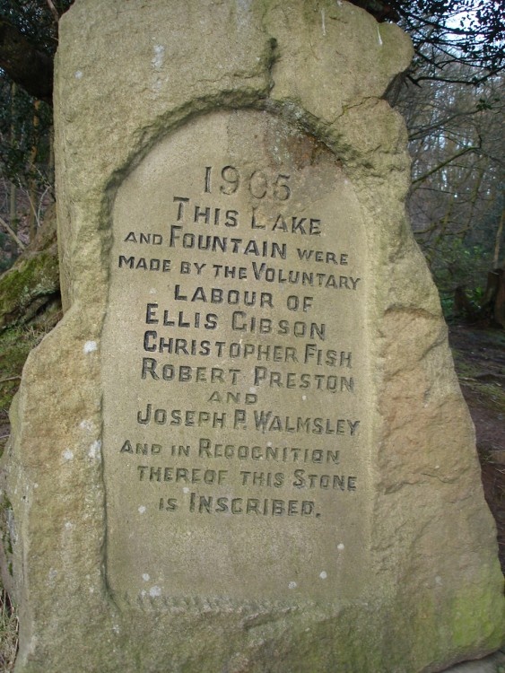 The inscription situated close to the Sunnyhurst Lake, Darwen, Lancashire.