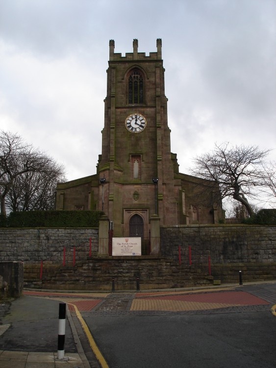 The enterance to St Peter's Church, Darwen, Lancashire.