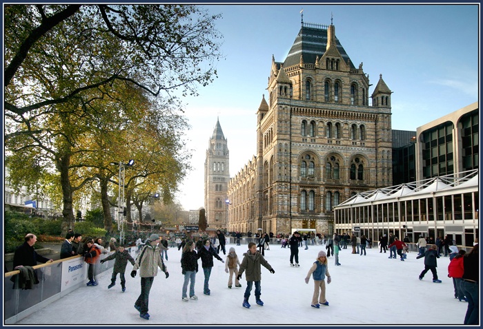 Winter Ice Skating at the Natural History Museum, London. photo by Colin Carron