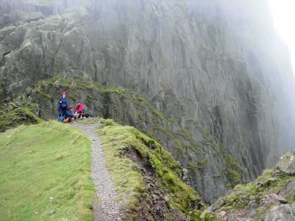 Mickledore with Scafell crags in the background. September 2005