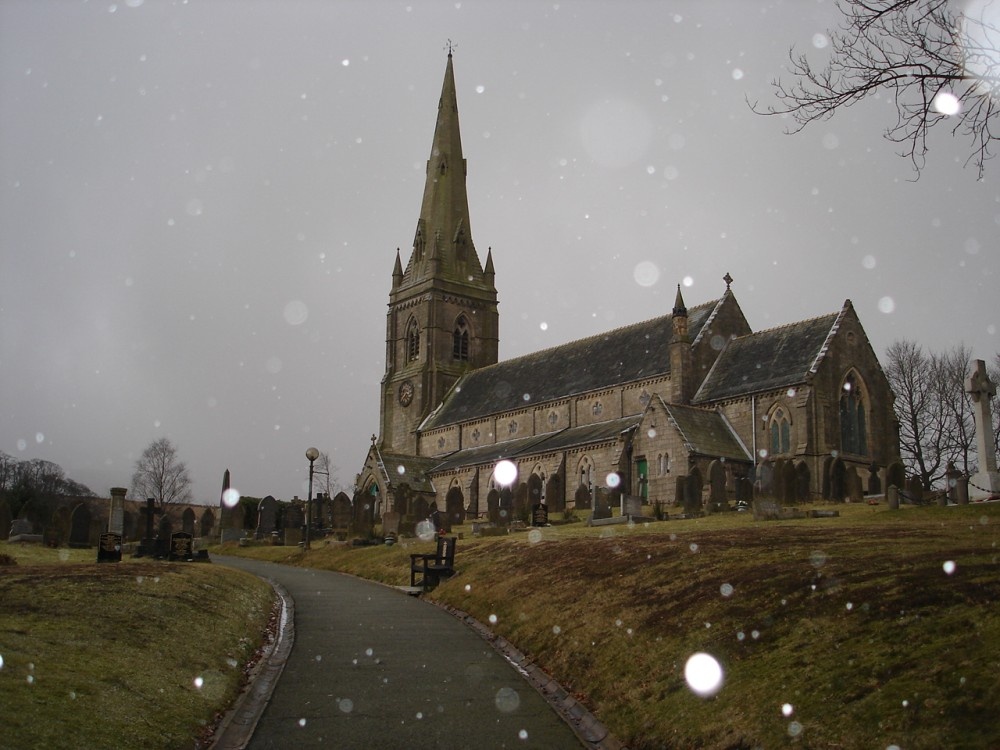 Reflection on First Snowfall at Saint Peter's Church, Belmont Village, Lancashire, 03/03/06